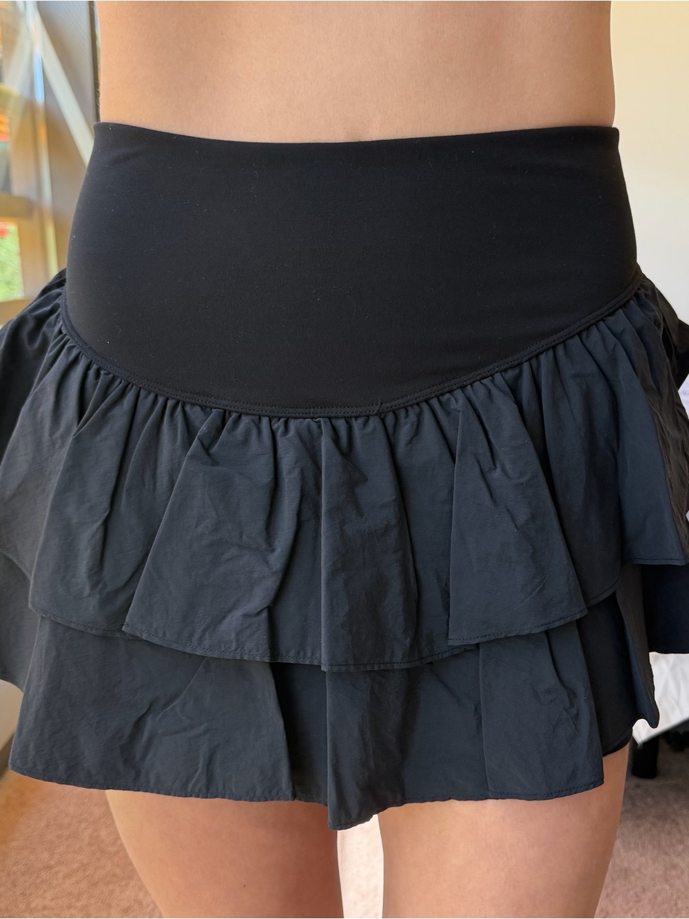 Free People Movement Black Ruffle Skirt
